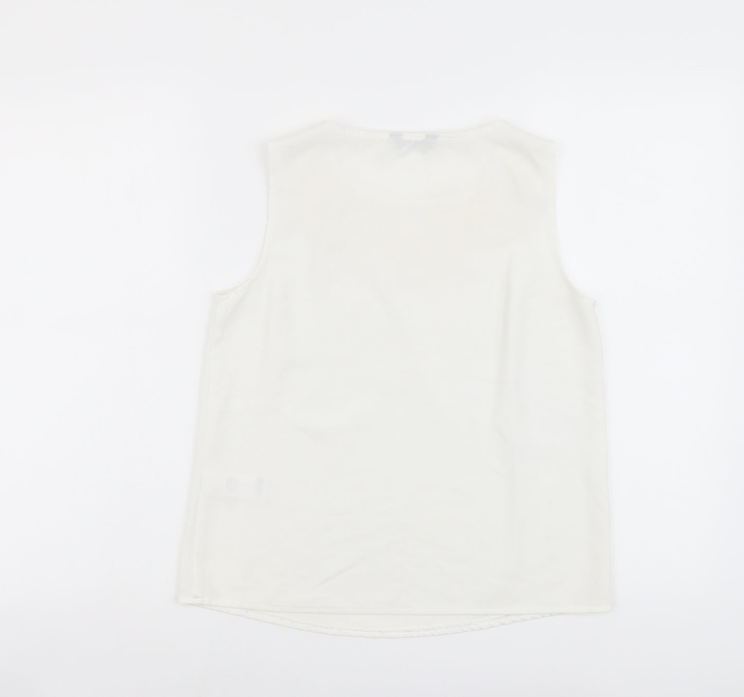 F&F Womens White Polyester Basic Tank Size 8 Scoop Neck