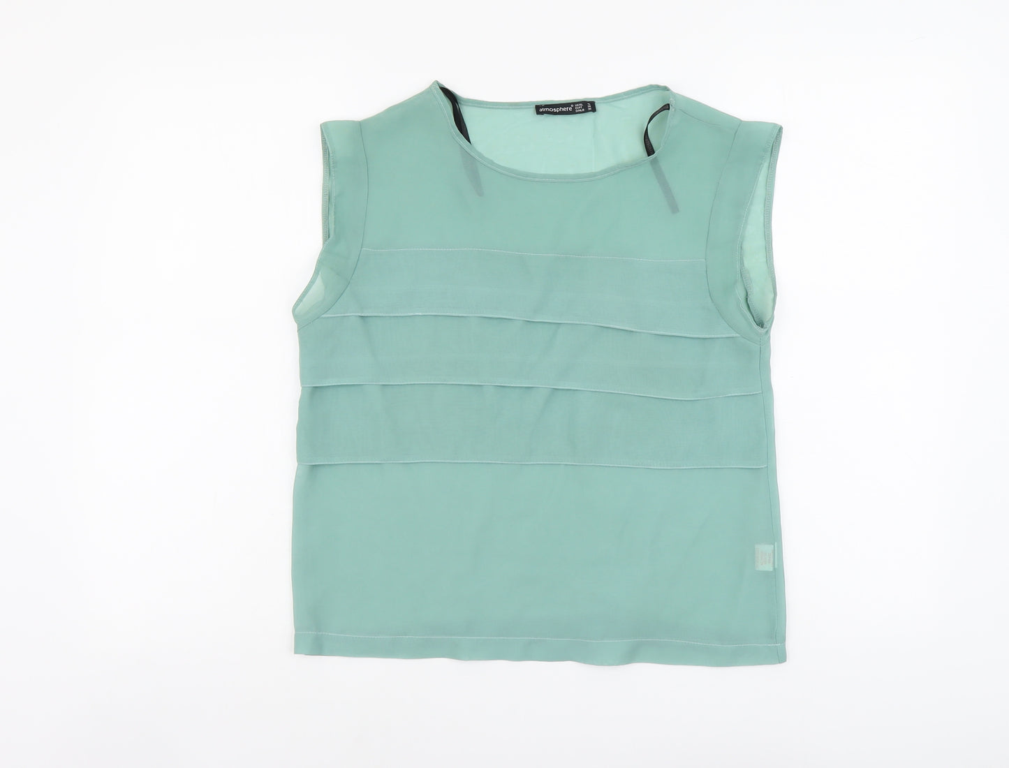 Atmosphere Womens Green Polyester Basic Tank Size 10 Scoop Neck