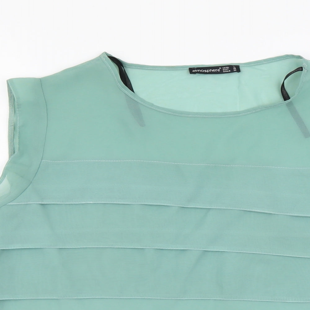 Atmosphere Womens Green Polyester Basic Tank Size 10 Scoop Neck