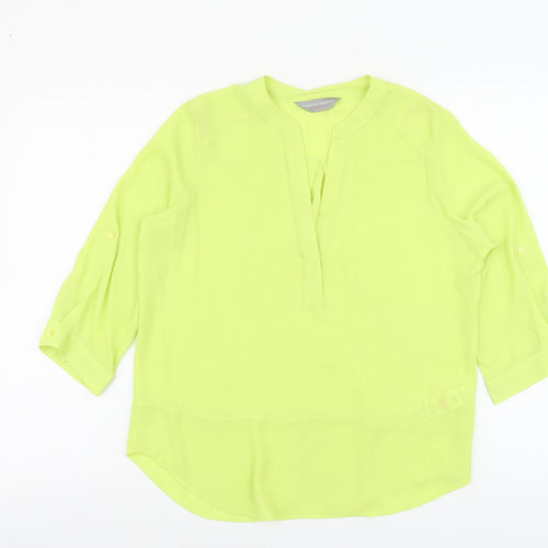 Dorothy Perkins Womens Green Polyester Basic Blouse Size 6 V-Neck