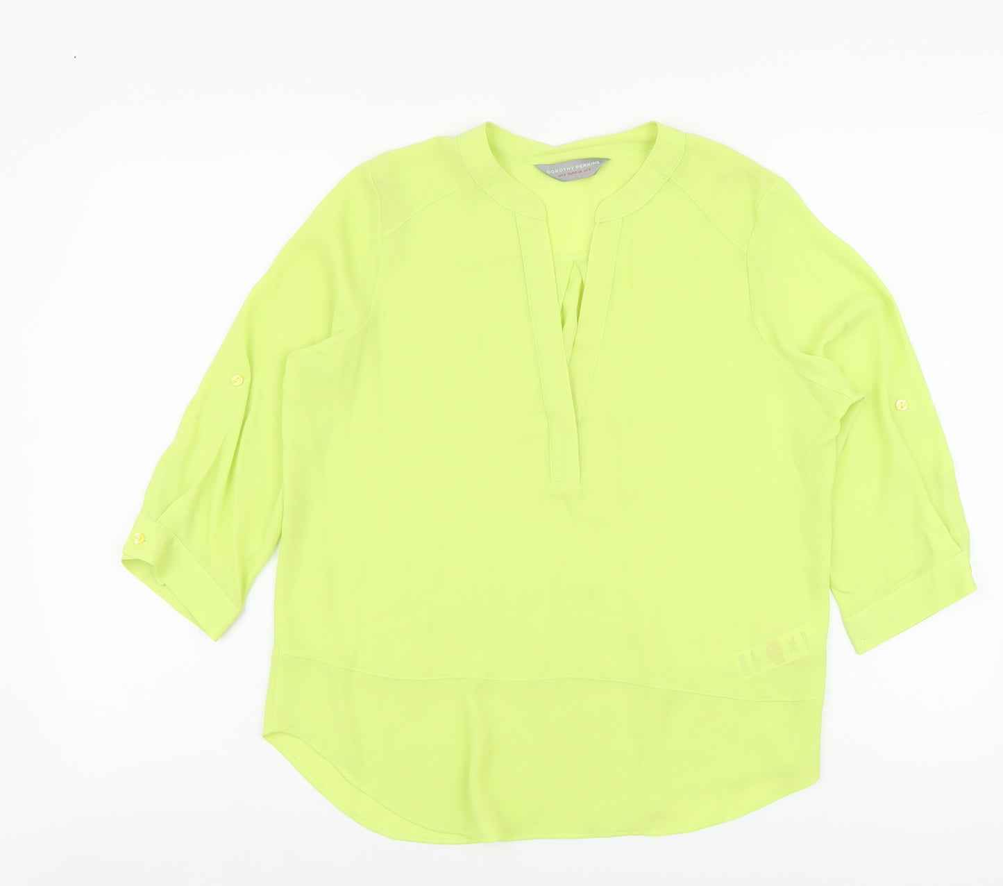 Dorothy Perkins Womens Green Polyester Basic Blouse Size 6 V-Neck