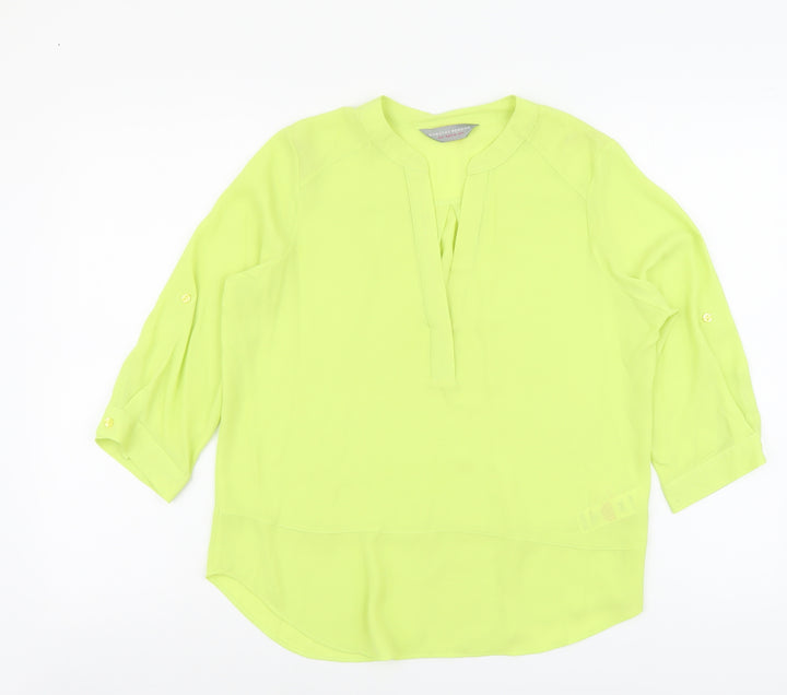 Dorothy Perkins Womens Green Polyester Basic Blouse Size 6 V-Neck