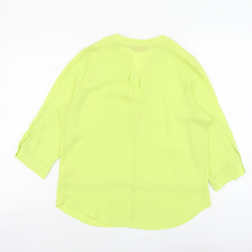 Dorothy Perkins Womens Green Polyester Basic Blouse Size 6 V-Neck