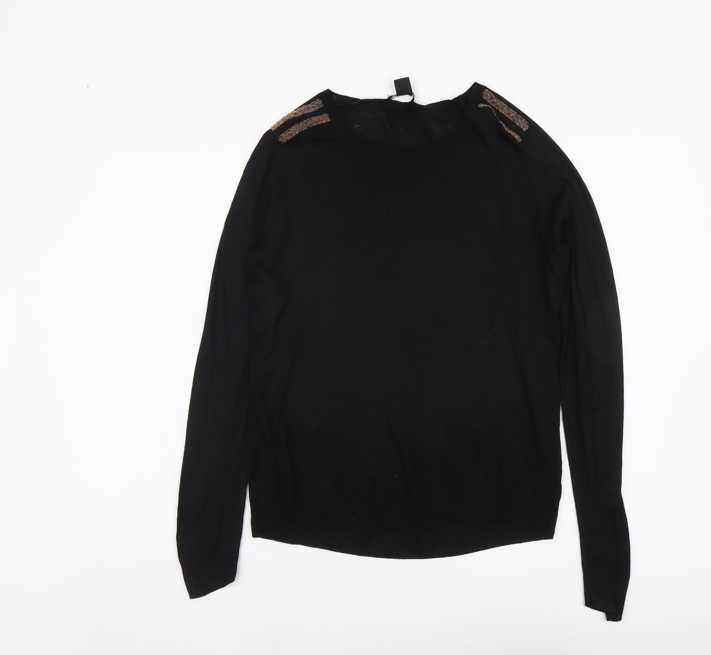 H&M Womens Black Round Neck Acrylic Pullover Jumper Size S