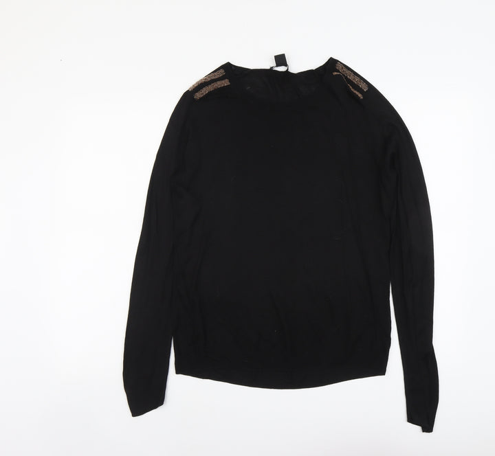 H&M Womens Black Round Neck Acrylic Pullover Jumper Size S