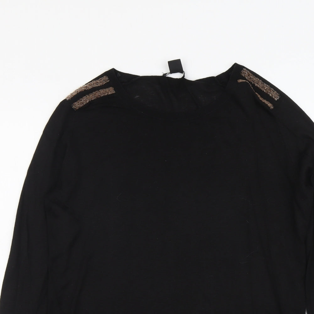 H&M Womens Black Round Neck Acrylic Pullover Jumper Size S