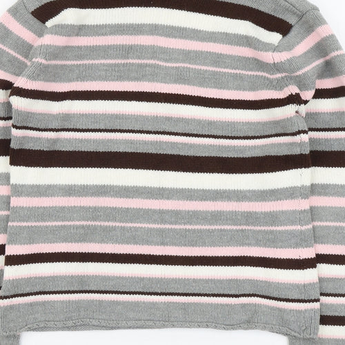 Suzy Womens Multicoloured V-Neck Striped Acrylic Pullover Jumper Size L