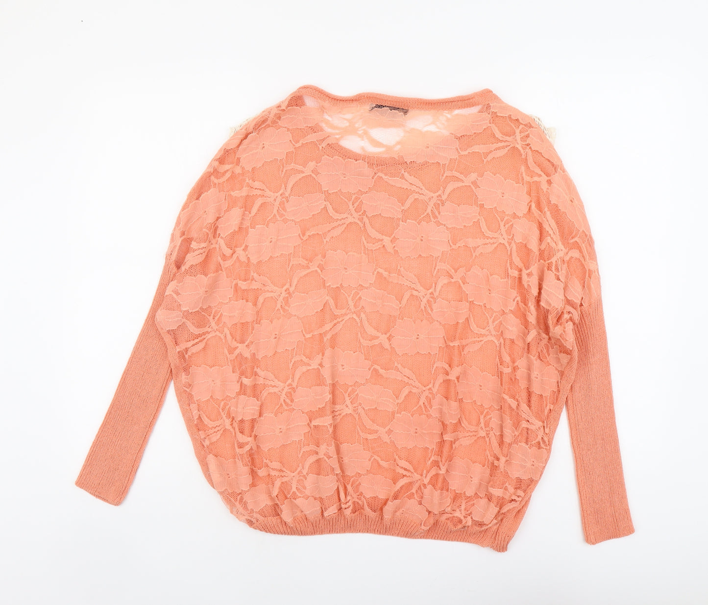Katsumi Womens Orange Scoop Neck Acrylic Pullover Jumper Size S