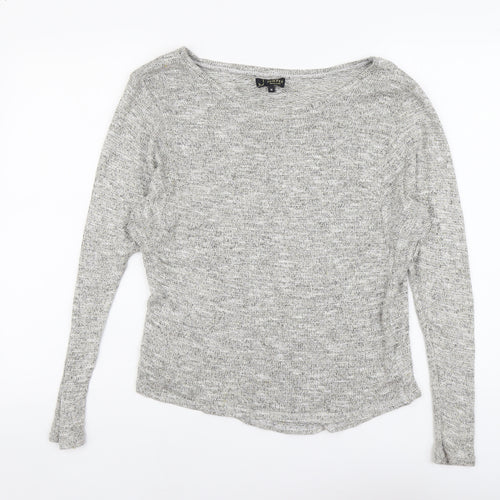 New Look Womens Grey Boat Neck Acrylic Pullover Jumper Size 10