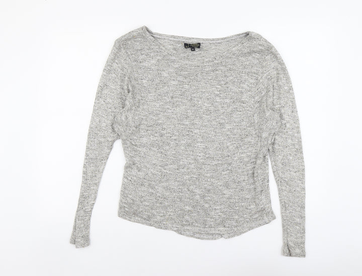 New Look Womens Grey Boat Neck Acrylic Pullover Jumper Size 10