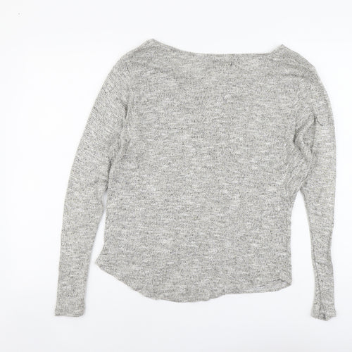 New Look Womens Grey Boat Neck Acrylic Pullover Jumper Size 10
