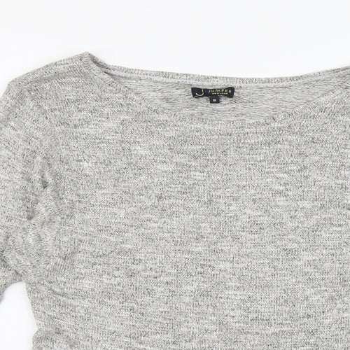 New Look Womens Grey Boat Neck Acrylic Pullover Jumper Size 10