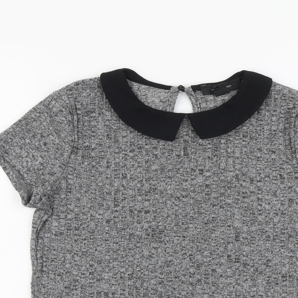 Atmosphere Womens Grey Polyester Basic T-Shirt Size 8 Collared
