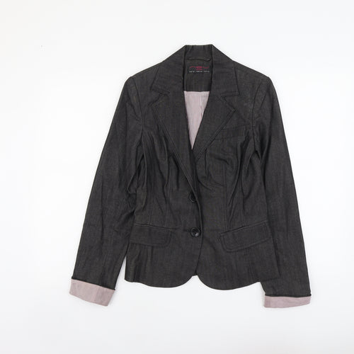 New Look Womens Grey Cotton Jacket Blazer Size 10