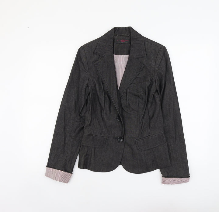 New Look Womens Grey Cotton Jacket Blazer Size 10
