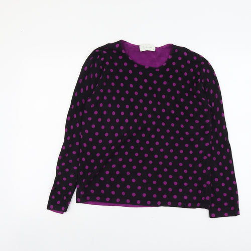 Jumper Womens Black Round Neck Polka Dot Acrylic Pullover Jumper Size M