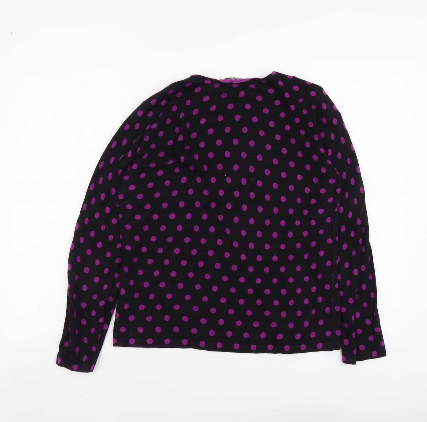 Jumper Womens Black Round Neck Polka Dot Acrylic Pullover Jumper Size M