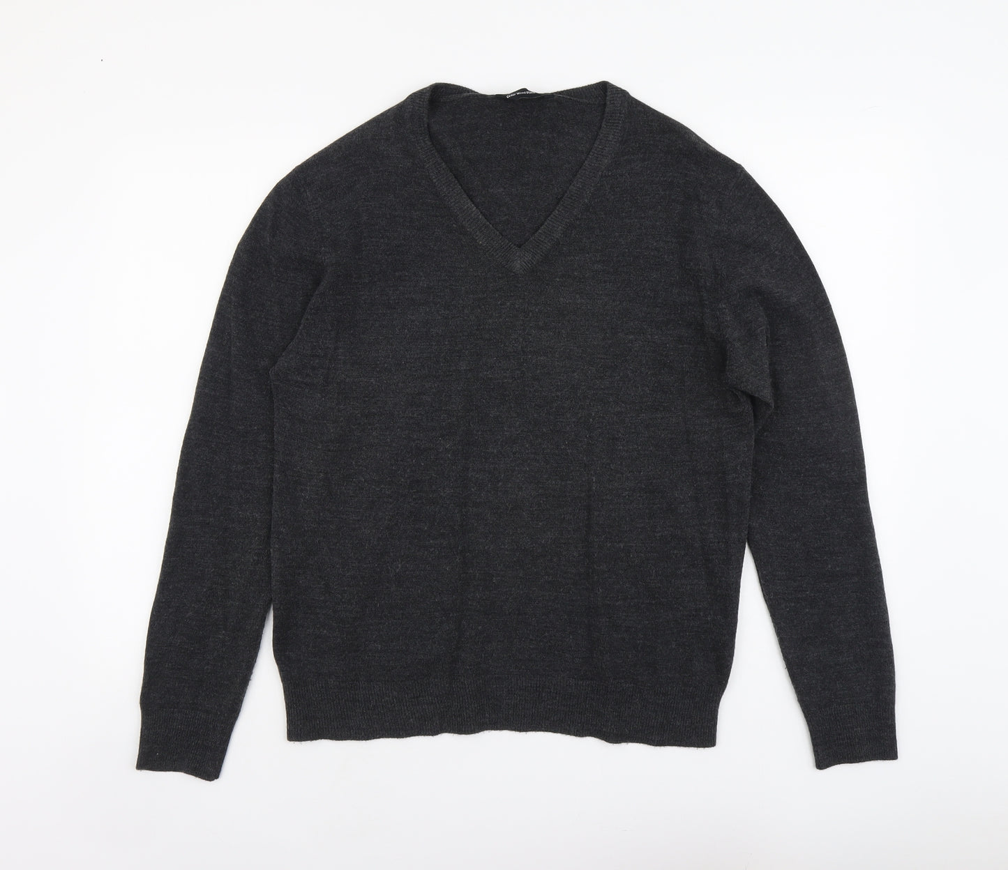 Cedar Wood State Mens Grey V-Neck Acrylic Pullover Jumper Size L Long Sleeve