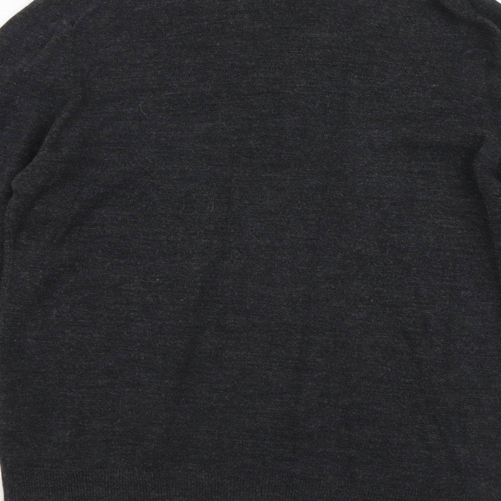 Cedar Wood State Mens Grey V-Neck Acrylic Pullover Jumper Size L Long Sleeve