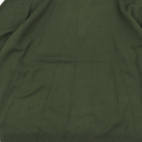 TU Mens Green Round Neck Acrylic Pullover Jumper Size M Long Sleeve