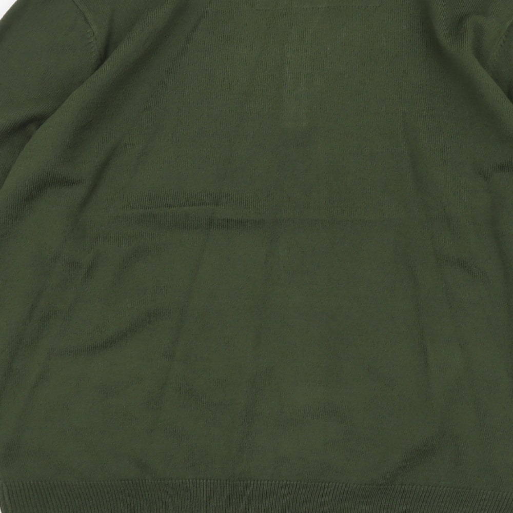TU Mens Green Round Neck Acrylic Pullover Jumper Size M Long Sleeve