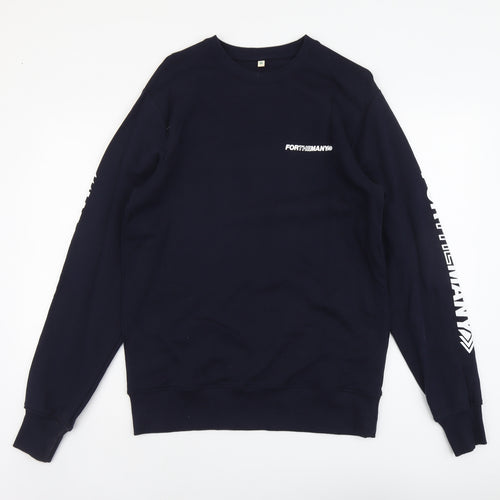 For The Many Mens Blue Cotton Pullover Sweatshirt Size M