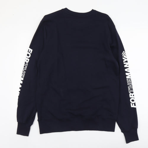 For The Many Mens Blue Cotton Pullover Sweatshirt Size M