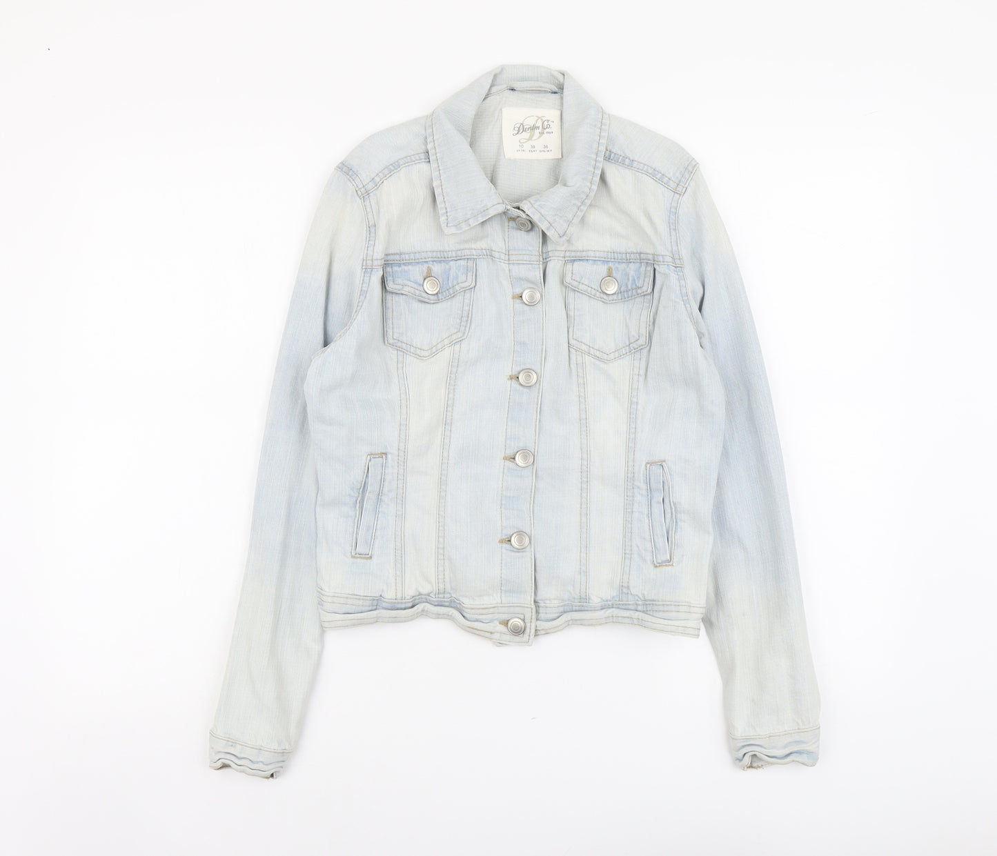 Denim & Co. Womens Blue Jacket Size 10 Button