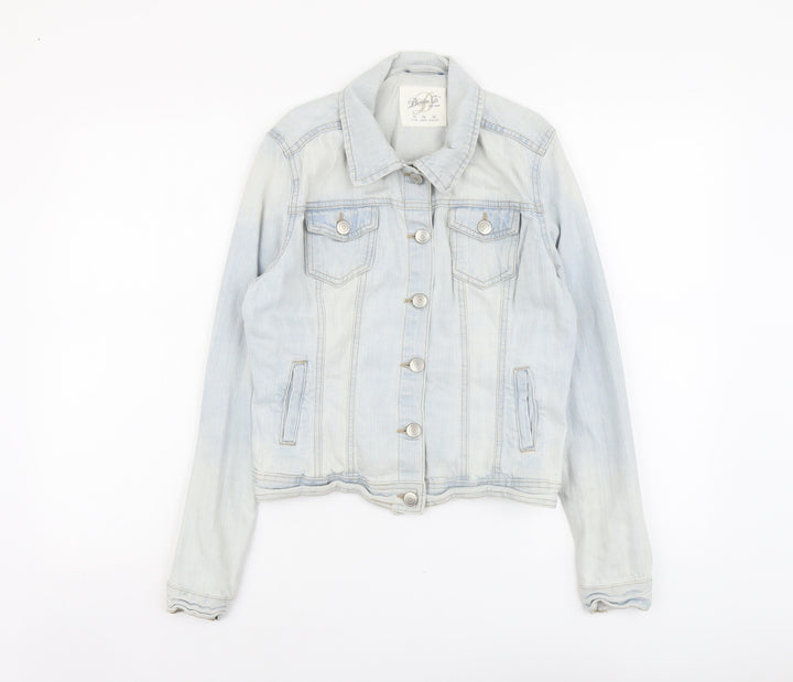 Denim & Co. Womens Blue Jacket Size 10 Button