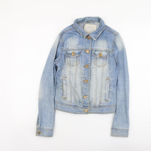 Denim & Co. Womens Blue Jacket Size 8 Button