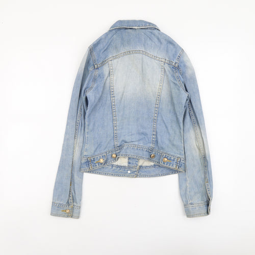 Denim & Co. Womens Blue Jacket Size 8 Button