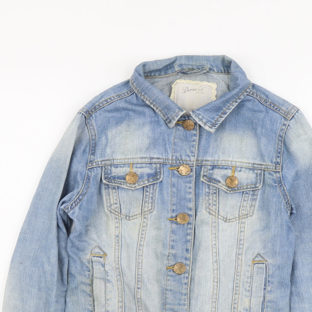 Denim & Co. Womens Blue Jacket Size 8 Button