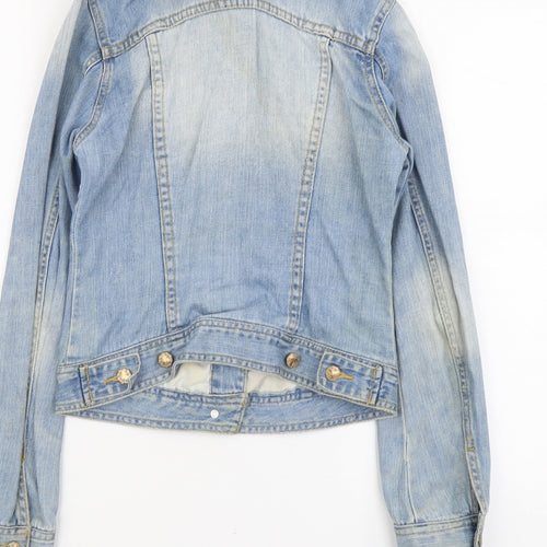 Denim & Co. Womens Blue Jacket Size 8 Button
