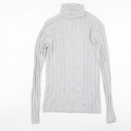 F&F Womens Grey Roll Neck Viscose Pullover Jumper Size 12