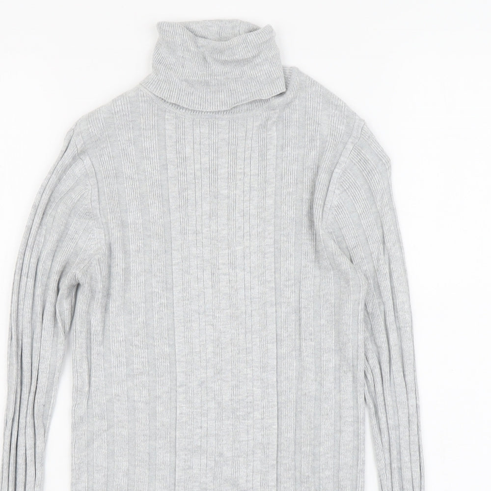 F&F Womens Grey Roll Neck Viscose Pullover Jumper Size 12