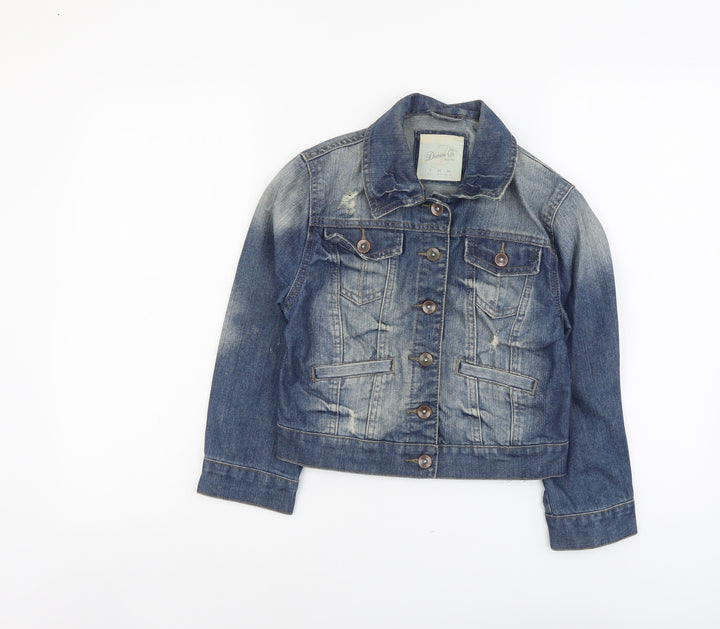 Denim & Co. Womens Blue Jacket Size 8 Button
