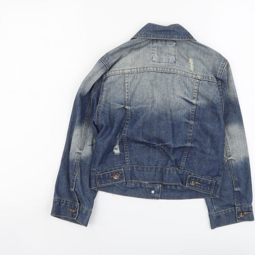 Denim & Co. Womens Blue Jacket Size 8 Button