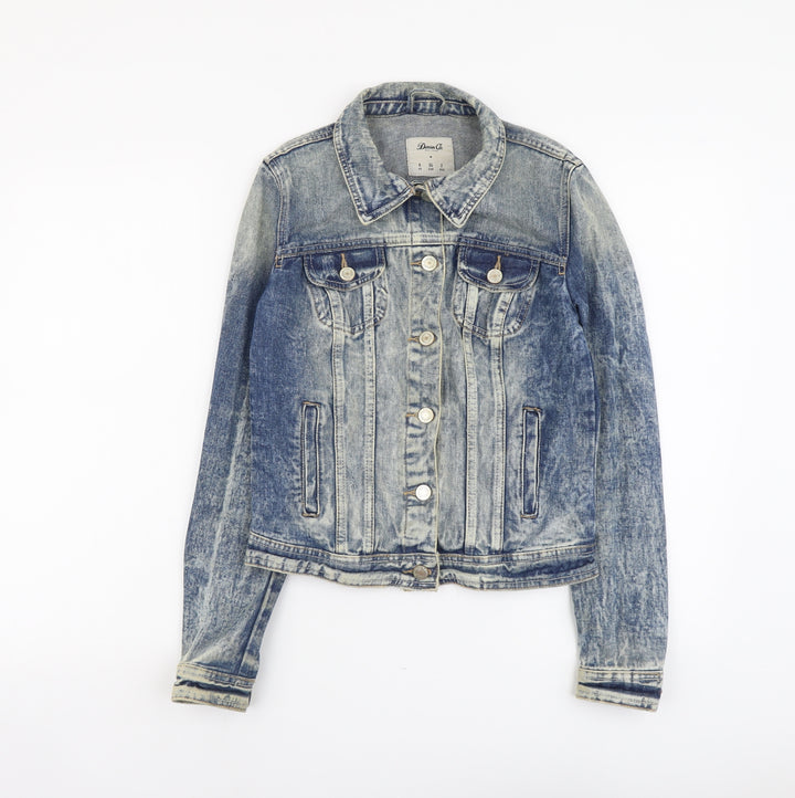 Denim & Co. Womens Blue Jacket Size 8 Button