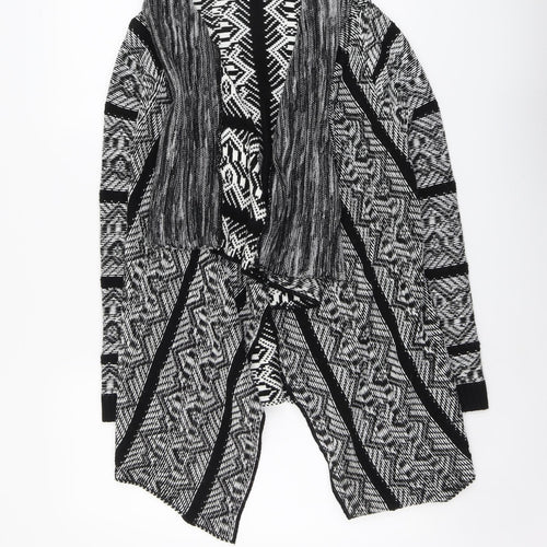 Blue Inc Womens Black V-Neck Geometric Acrylic Cardigan Jumper Size 8