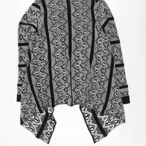 Blue Inc Womens Black V-Neck Geometric Acrylic Cardigan Jumper Size 8