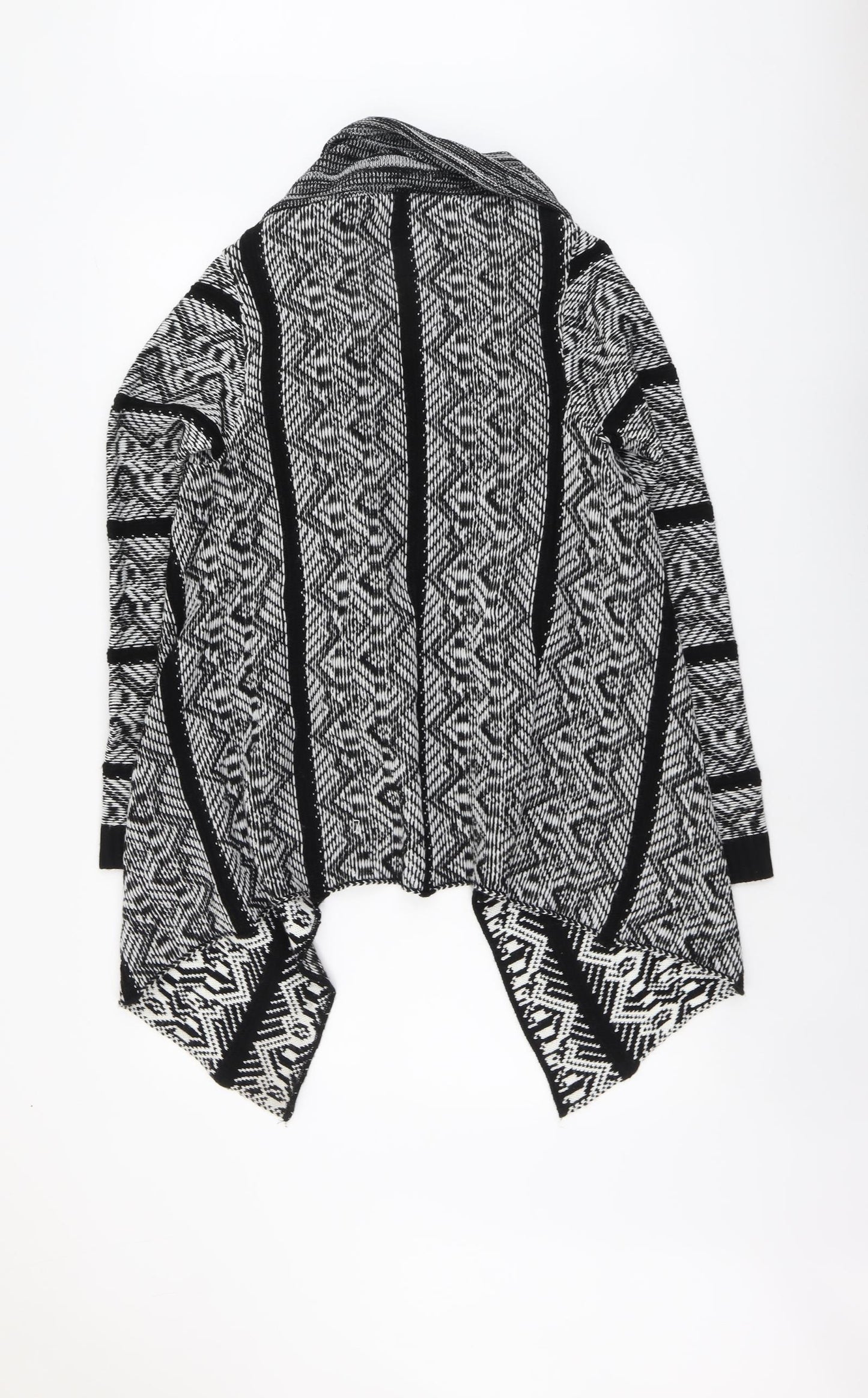 Blue Inc Womens Black V-Neck Geometric Acrylic Cardigan Jumper Size 8