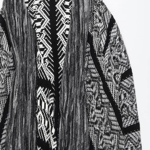 Blue Inc Womens Black V-Neck Geometric Acrylic Cardigan Jumper Size 8