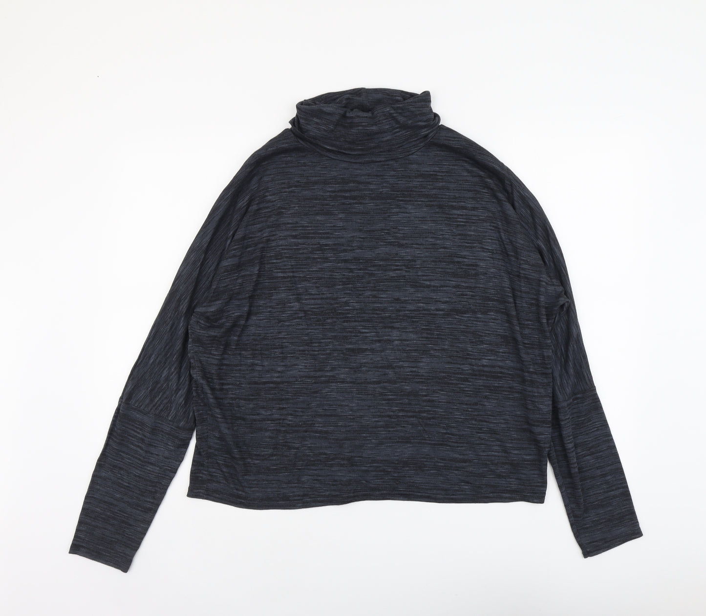 Boohoo Womens Blue Viscose Basic T-Shirt Size S Roll Neck