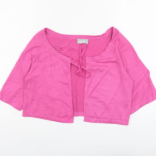 Wallis Womens Pink Scoop Neck Viscose Cardigan Jumper Size M - Tie Front