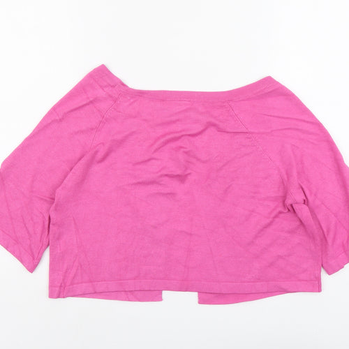 Wallis Womens Pink Scoop Neck Viscose Cardigan Jumper Size M - Tie Front