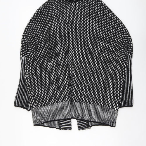 F&F Womens Black V-Neck Geometric Acrylic Cardigan Jumper Size L