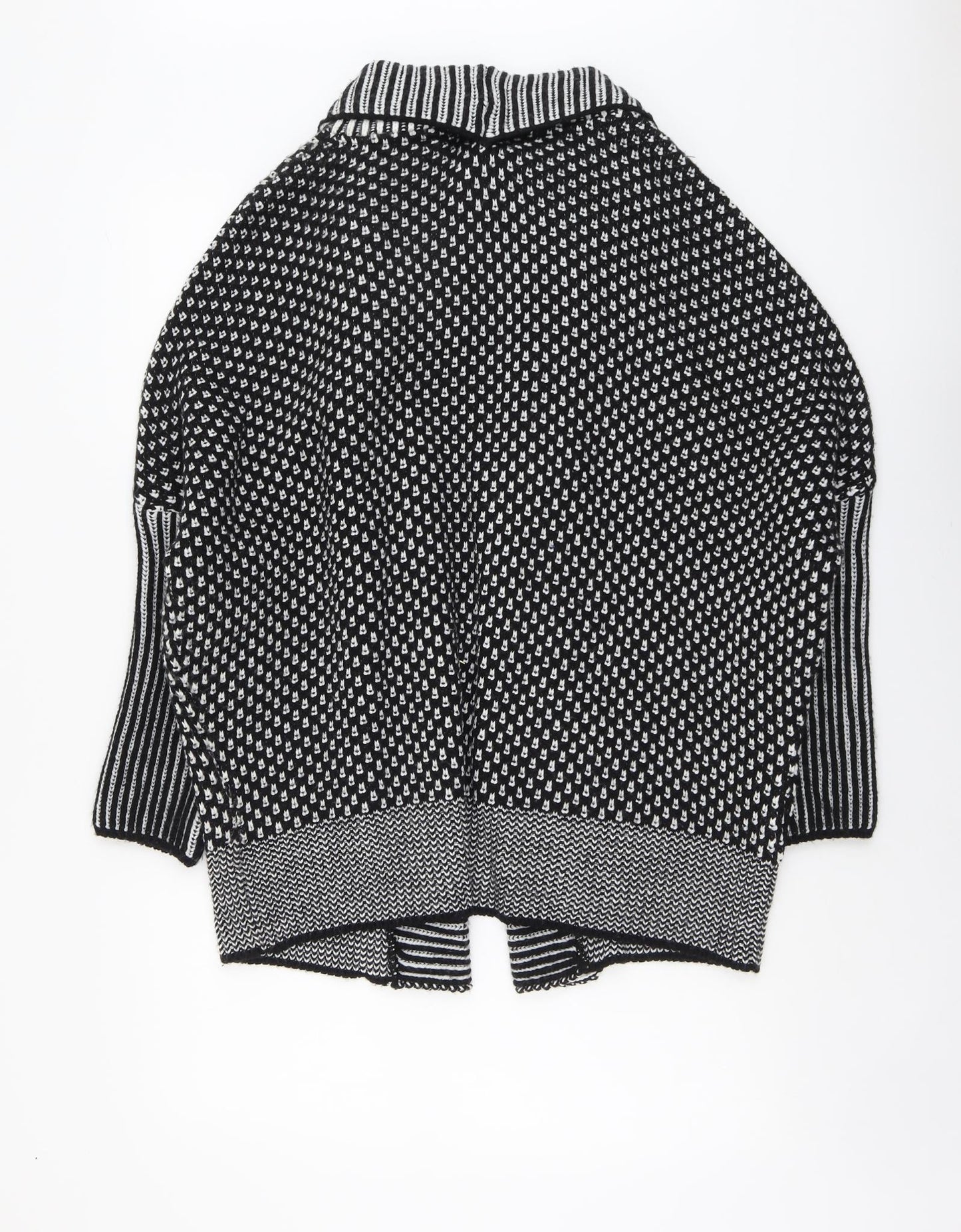 F&F Womens Black V-Neck Geometric Acrylic Cardigan Jumper Size L