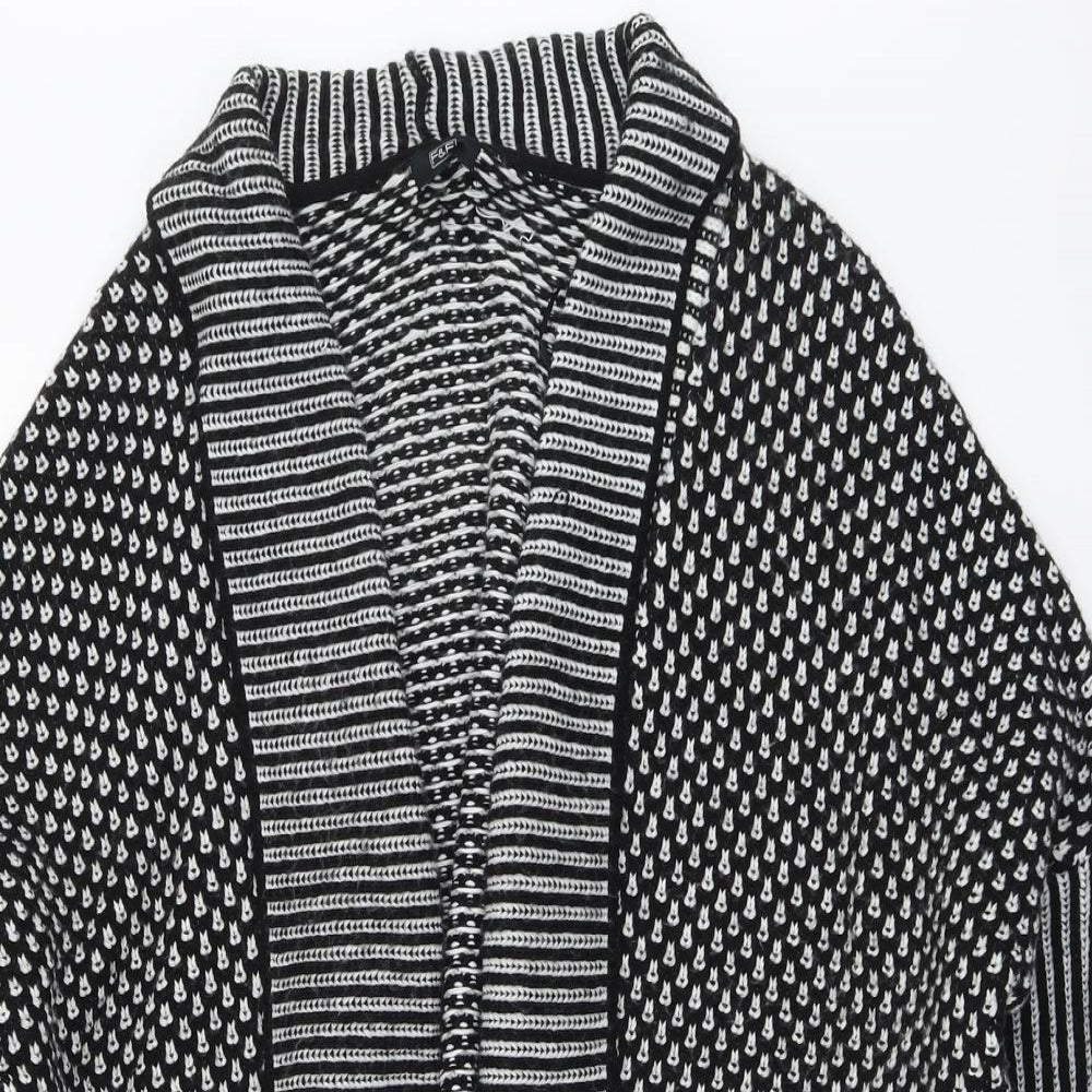 F&F Womens Black V-Neck Geometric Acrylic Cardigan Jumper Size L
