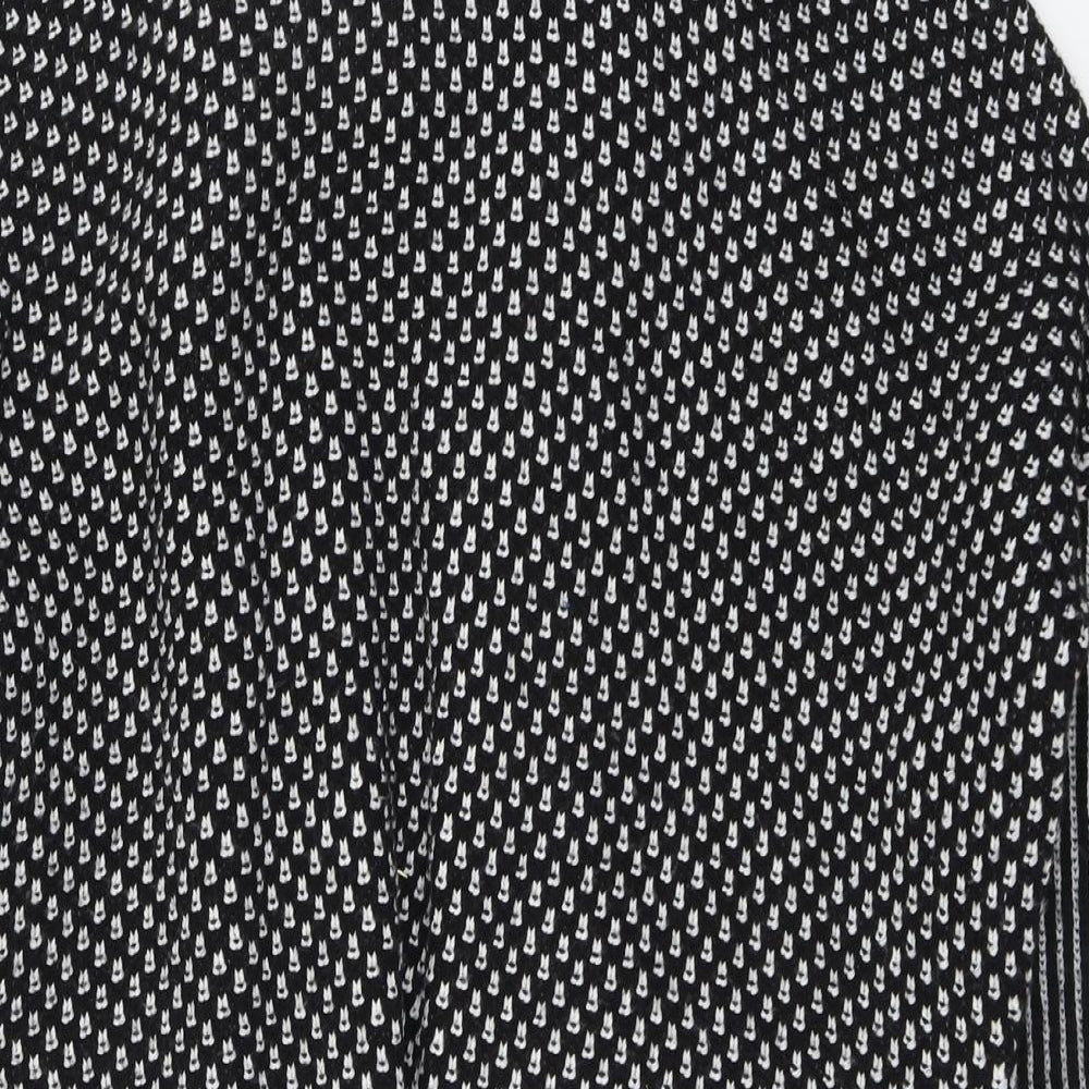 F&F Womens Black V-Neck Geometric Acrylic Cardigan Jumper Size L