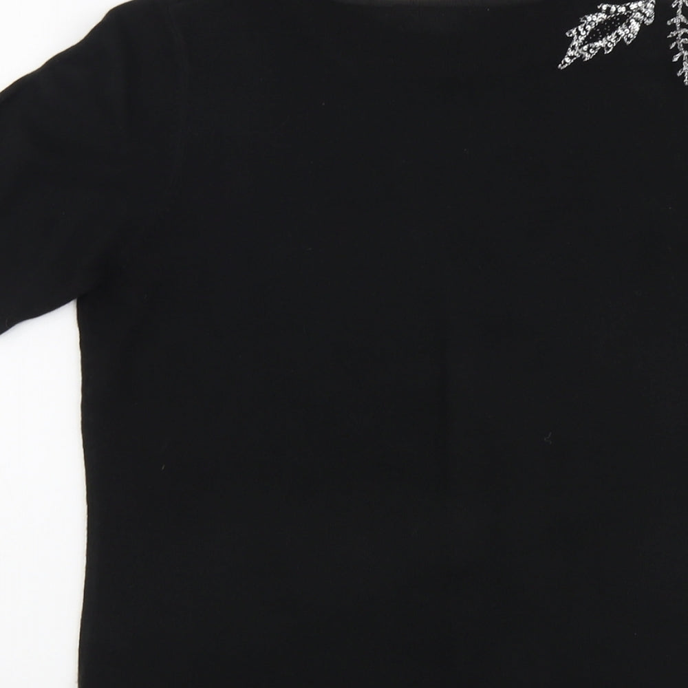BHS Womens Black Round Neck Acrylic Pullover Jumper Size 10